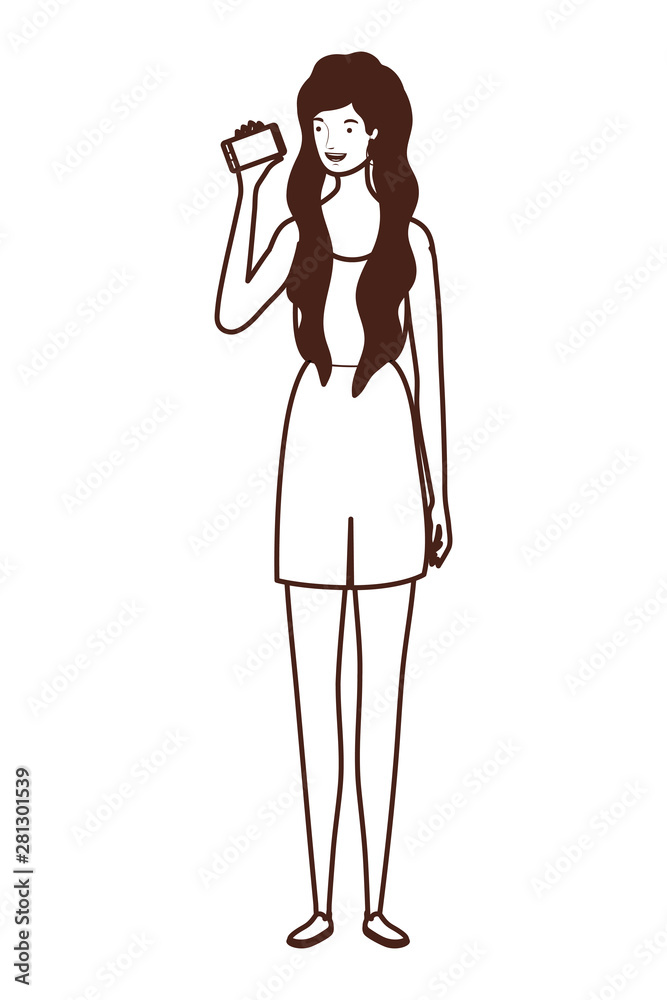 silhouette of young woman standing on white background silhouette of young woman standing on white background