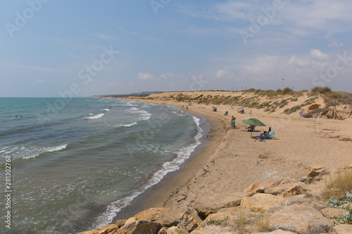 Beach view from Faro del Puerto north of Guardamar del Segura Costa Blanca Spain near to Marina de las Dunas