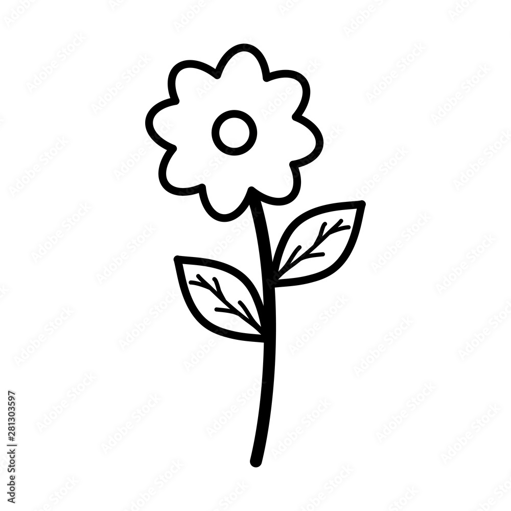 cute flower and leafs garden plant decorative icon cute flower and leafs garden plant decorative icon