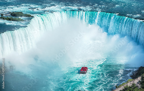 Niagara Falls boat tours attraction. Horseshoe Falls at Niagara Falls, Ontario, Canada photo