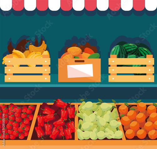 stand selling vegetables and fruits