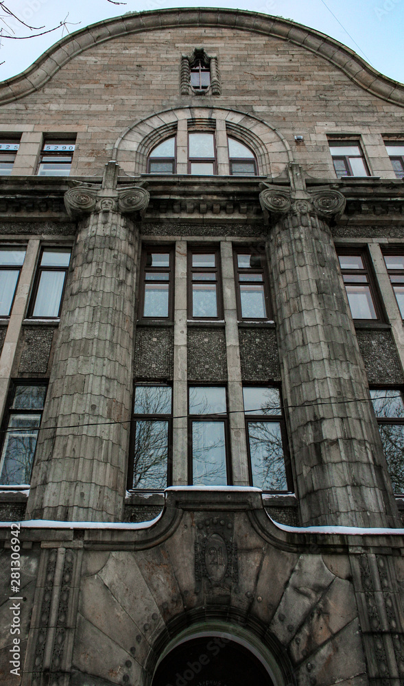 facade of old building in vyborg