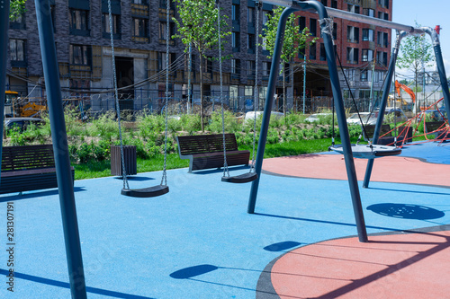 A colorful playground in a block of flats