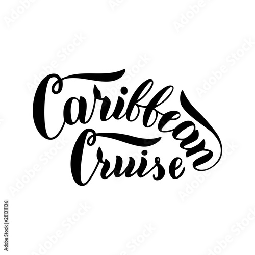 Caribbean cruise typography logo. Trendy lettering text design. Cruise liners tourist agency template. Vector eps 10.