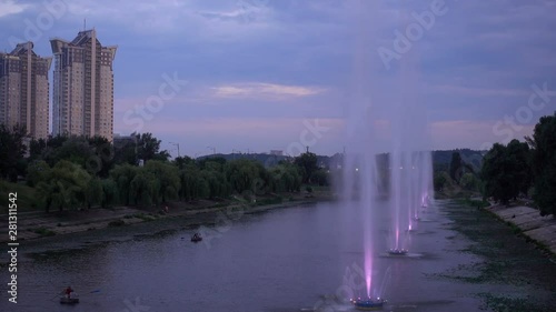 Wallpaper Mural 4K view of Rusan's light organ fountains in the evening. Rusanovka, Kiev, Ukraine Torontodigital.ca