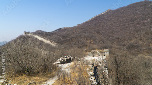 View of world heritage sight The Great Wall of China, section Mutianyu, original part, China