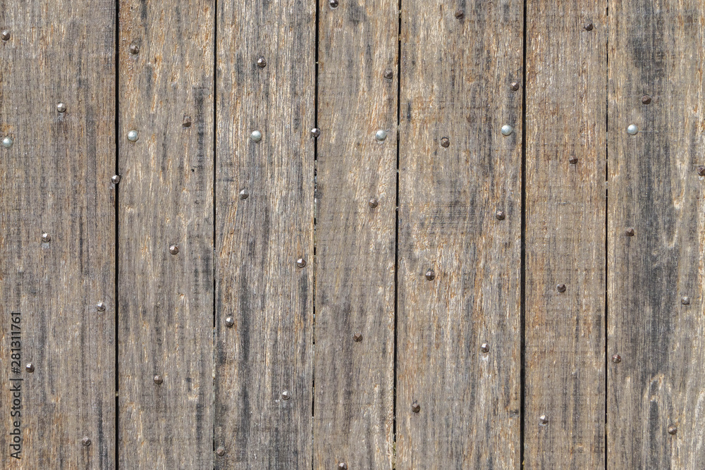 Old rustic wooden surface with horizontal planks, background with copy space Old rustic wooden surface with horizontal planks, background with copy space