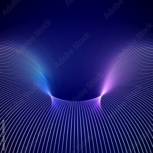 Carta da parati 3D Tunnel - Carta da parati 3D abstract background: model of blue thermonuclear fusion. High energy elementary particles flow through a tokamak. Magnetic field, nuclear fusion, future science concept. EPS 10, vector illustration