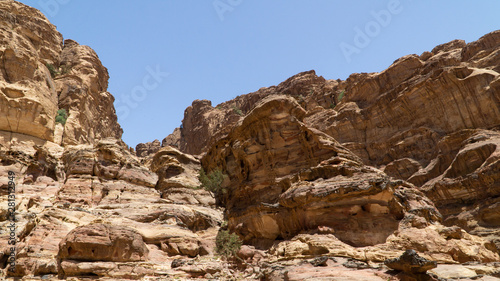Wallpaper Mural View of rocky hills and mountains in prehistoric rock carved city Petra, UNESCO World Heritage, the capital of the kingdom of the Nabateans in ancient times, Jordan. Torontodigital.ca