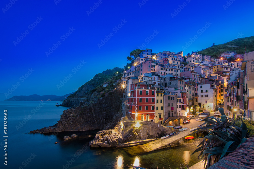 Cinque Terre -Riomaggiore, picturesque fishermen villages in the province of La Spezia, Liguria, Italy 