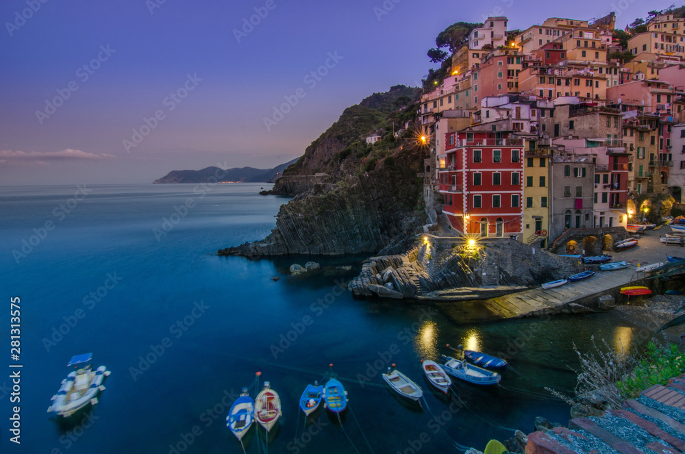 Cinque Terre - Riomaggiore, picturesque fishermen villages in the province of La Spezia, Liguria, Italy 