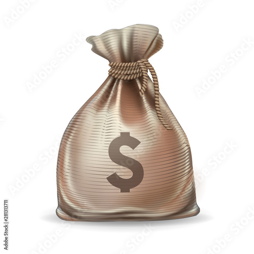 Money Bag, 3d vector icon.Design element, sack full of money.vector