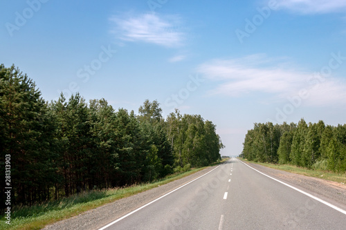 flat asphalt road for cars with markings © EvgenyPyatkov