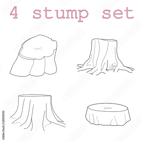 Outline vector set of the 4 isolated stumps