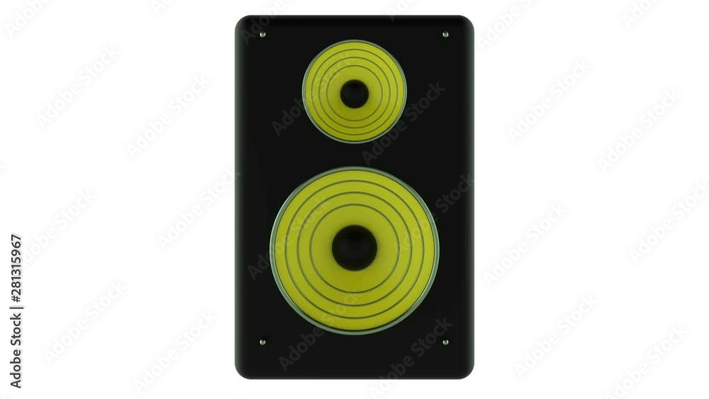 3d animation of a isolated loudspeaker. Looped. 3d animation of a isolated loudspeaker. Looped.
