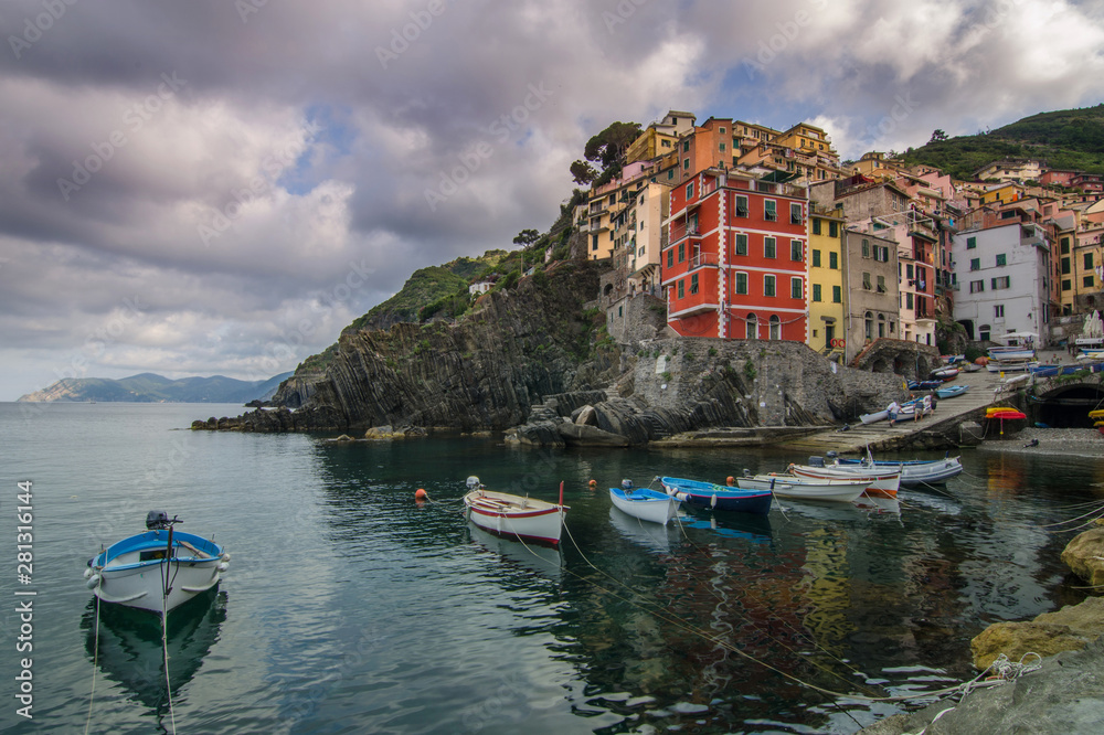 Cinque Terre - Riomaggiore,picturesque fishermen villages in the province of La Spezia, Liguria, Italy 