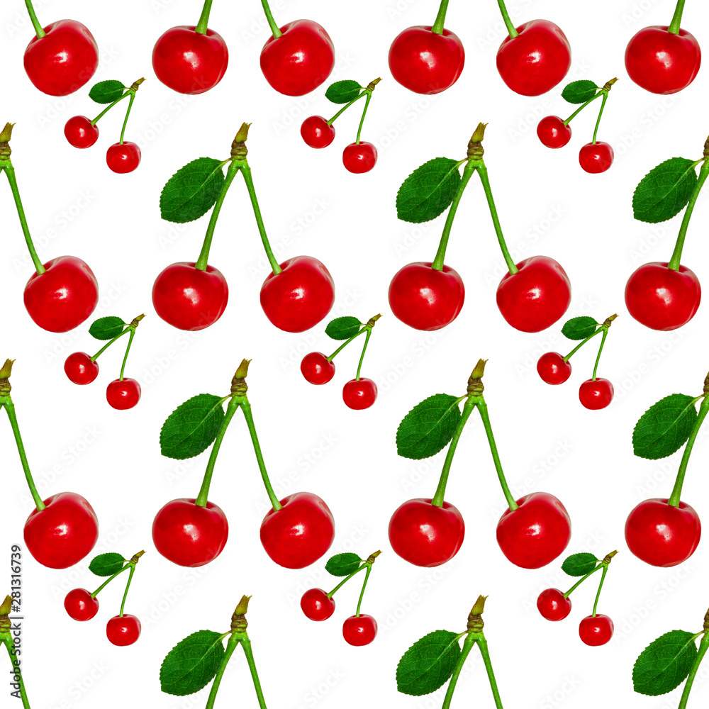 seamless texture, ripe cherries isolated on white background seamless texture, ripe cherries isolated on white background