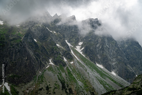 High Tatras mountain range covered in clouds