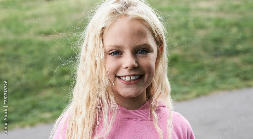 Pretty blonde kid portrait. Pretty blonde kid portrait.