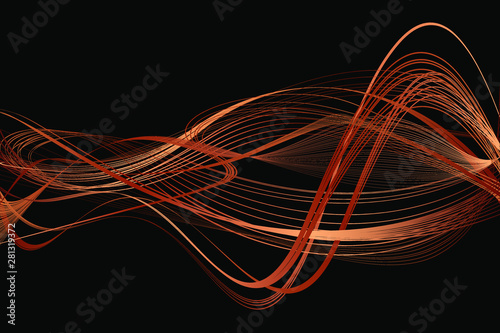 Abstract Bronze and Brown Pattern with Waves. Striped Linear Texture. 3D Illustration