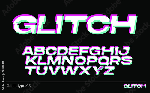 Glitchy dynamic vector modern font. A creative typeface for logo and poster design