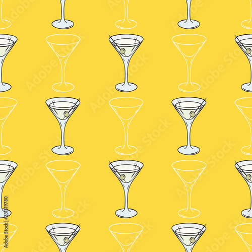 Seamless Pattern with Cocktail Glasses