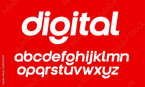 Modern, digital geometric italic vector font. Full alphabet