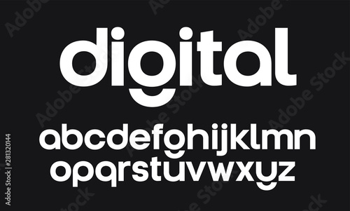 Modern, digital geometric vector font. Full alphabet photo