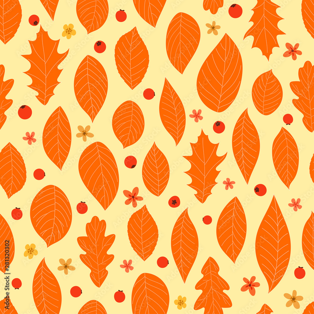 Autumn color leaves seamless pattern