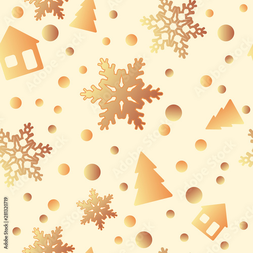 Winter seamless pattern with sparkles, Christmas trees, snowflakes, gifts, bows. pattern fills, surface textures, fabric prints.Eps 10