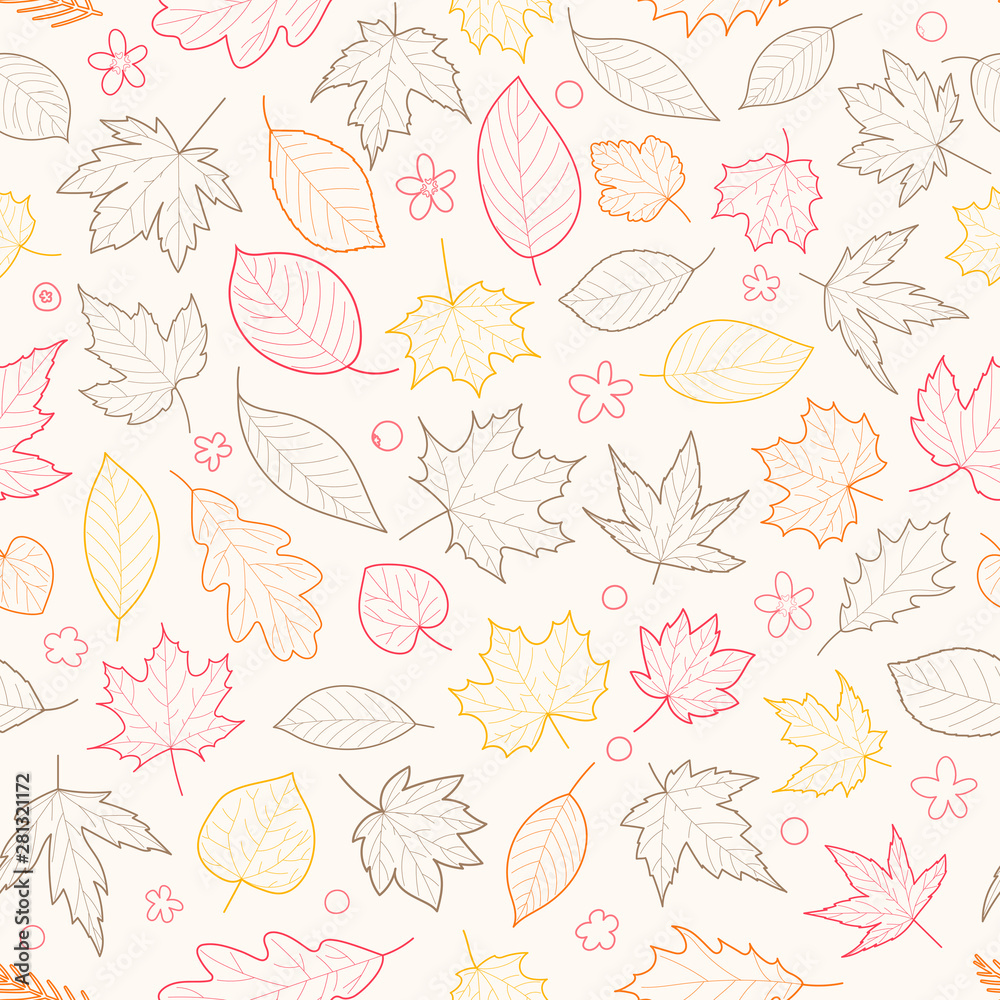 Autumn leaves vector seamless pattern