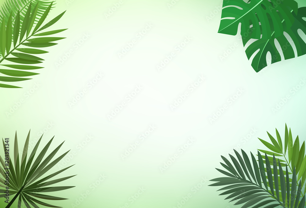 Floral vector frame. Palm leaves vector clip art