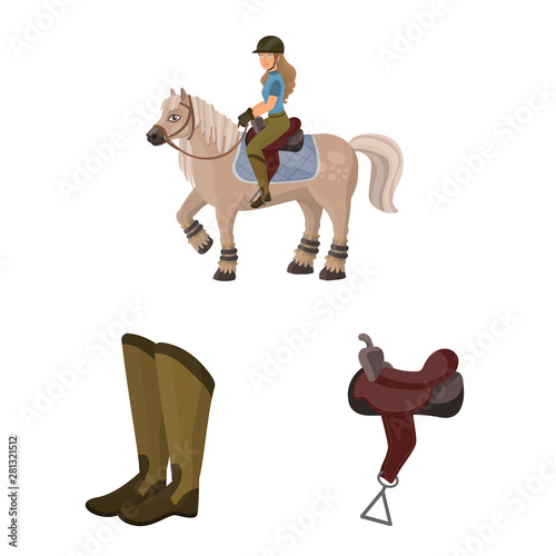 Isolated object of horseback and equestrian sign. Collection of horseback and horse stock symbol for web.
