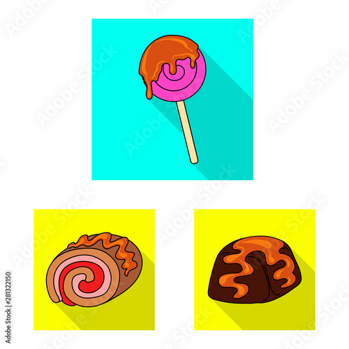 Vector illustration of confectionery and culinary sign. Set of confectionery and colorful stock vector illustration.