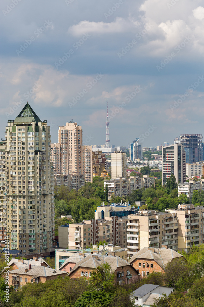 Kiev city skyline from above, capital of Ukraine.