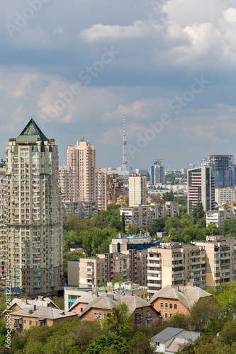 Kiev city skyline from above, capital of Ukraine.