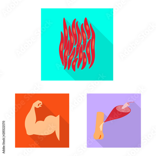 Vector illustration of muscle and cells logo. Collection of muscle and anatomy stock symbol for web.