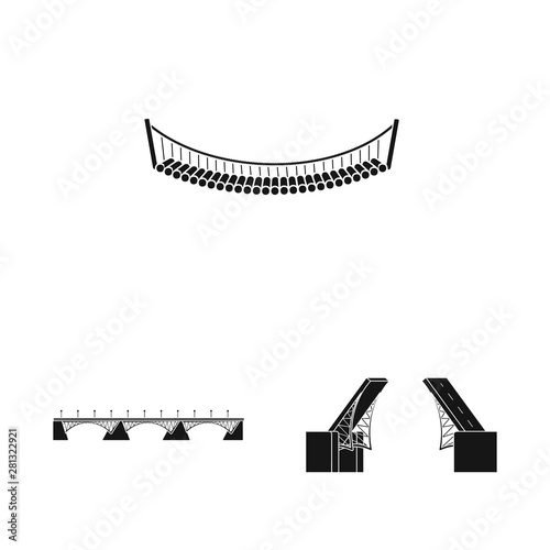 Vector design of construct and side sign. Set of construct and bridge stock vector illustration.