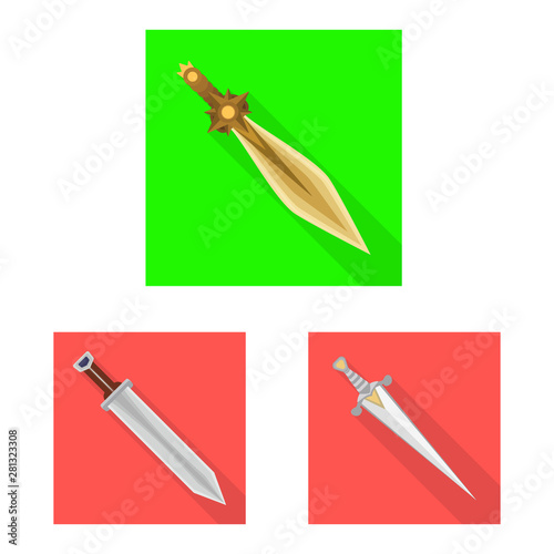 Vector illustration of and sword sign. Collection of and knife stock symbol for web.