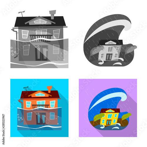 Isolated object of weather and distress sign. Collection of weather and crash stock symbol for web.