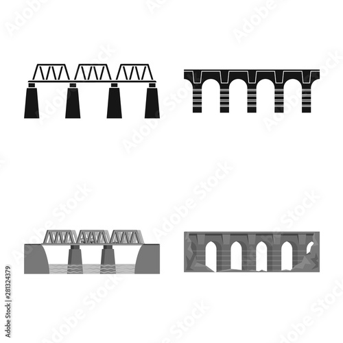 Isolated object of connection and design icon. Set of connection and side stock symbol for web.