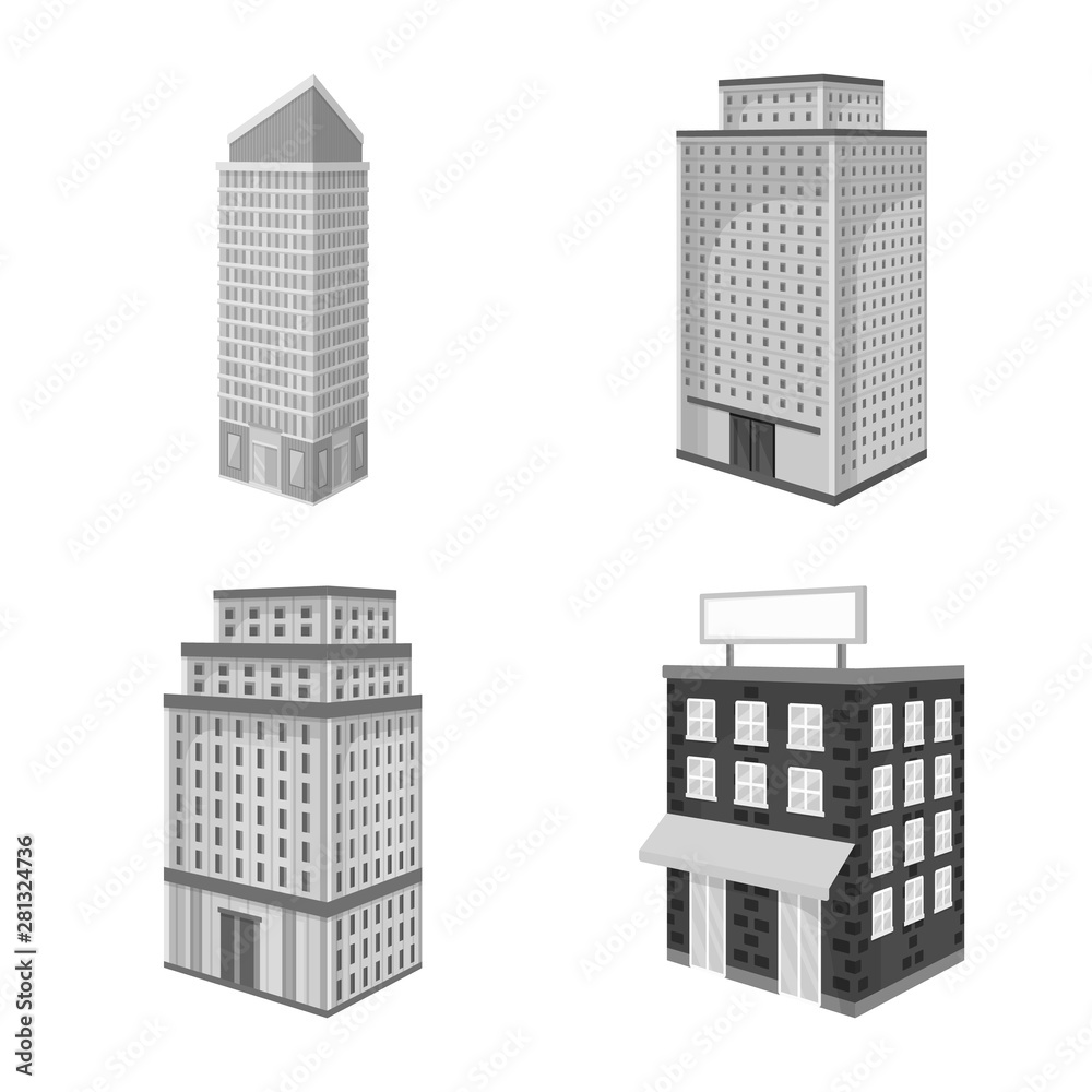Vector design of realty and modern icon. Collection of realty and building stock vector illustration.