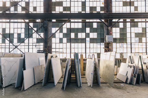 Rack of Stone Slabs against Wall