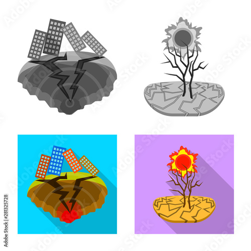 Isolated object of weather and distress symbol. Collection of weather and crash stock vector illustration.