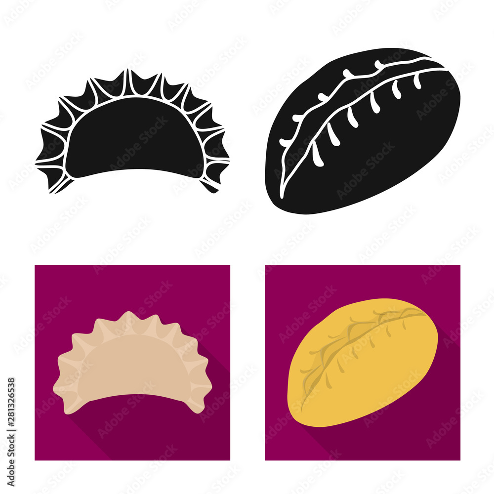 Vector illustration of products and cooking symbol. Set of products and appetizer vector icon for stock.