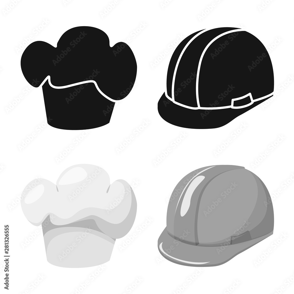 Vector design of clothing and cap icon. Set of clothing and beret stock symbol for web. Vector design of clothing and cap icon. Set of clothing and beret stock symbol for web.