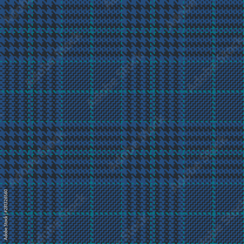 Blue glen check seamless pattern with green and black stripes