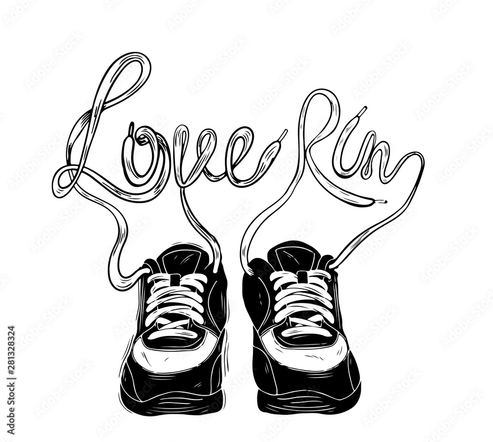 Running quote. Hand drawn vintage illustration with hand lettering. This illustration can be used as a print on t-shirts and bags, stationary or as a poster.