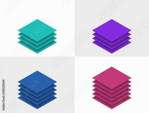 Isometric layers and steps infographic chart