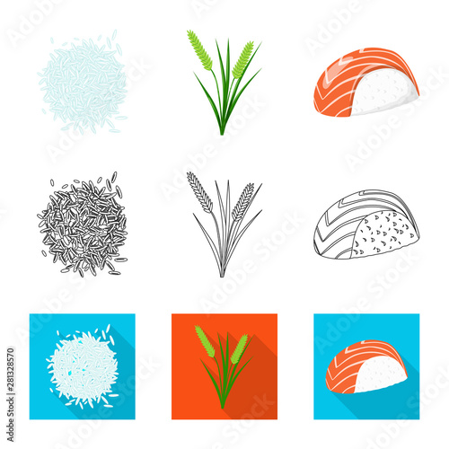 Isolated object of crop and ecological icon. Set of crop and cooking stock symbol for web.